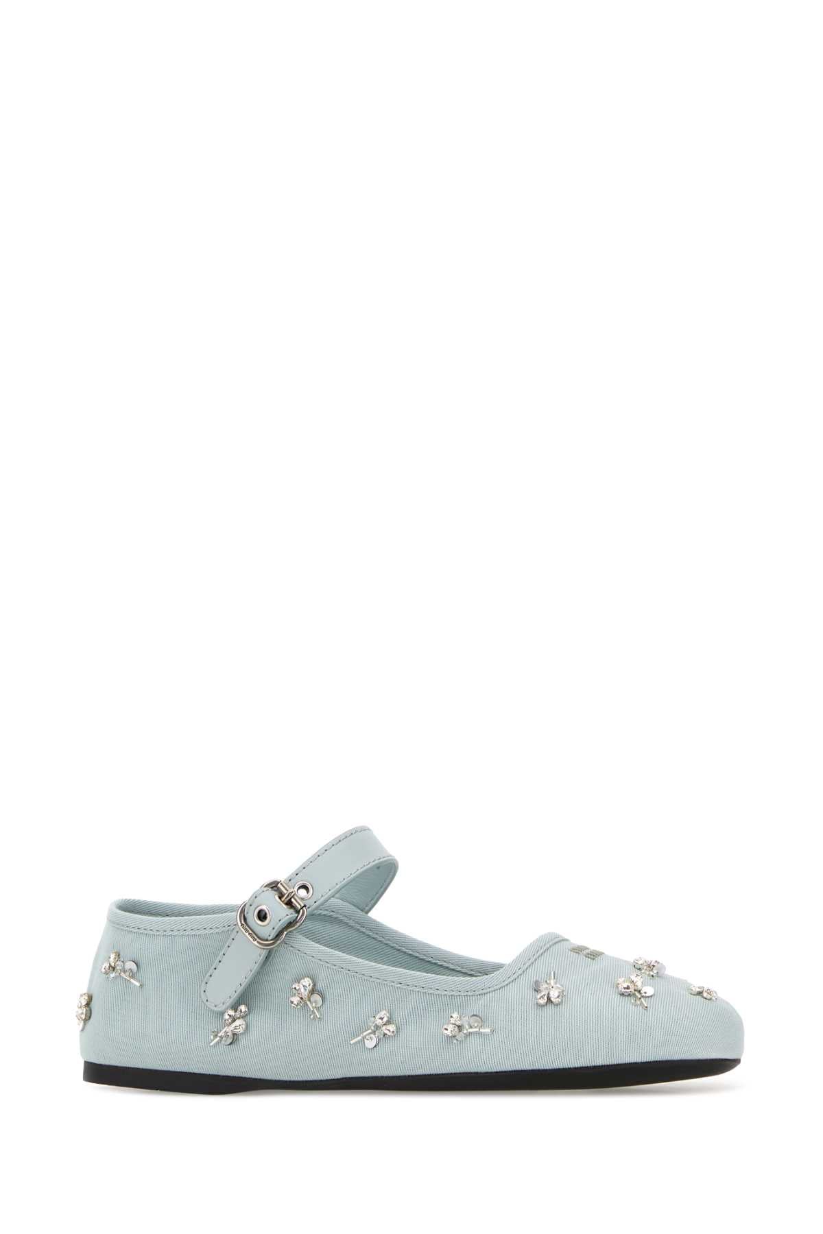 Miu Miu Women Pastel Light Blue Drill Ballerinas MIU MIU