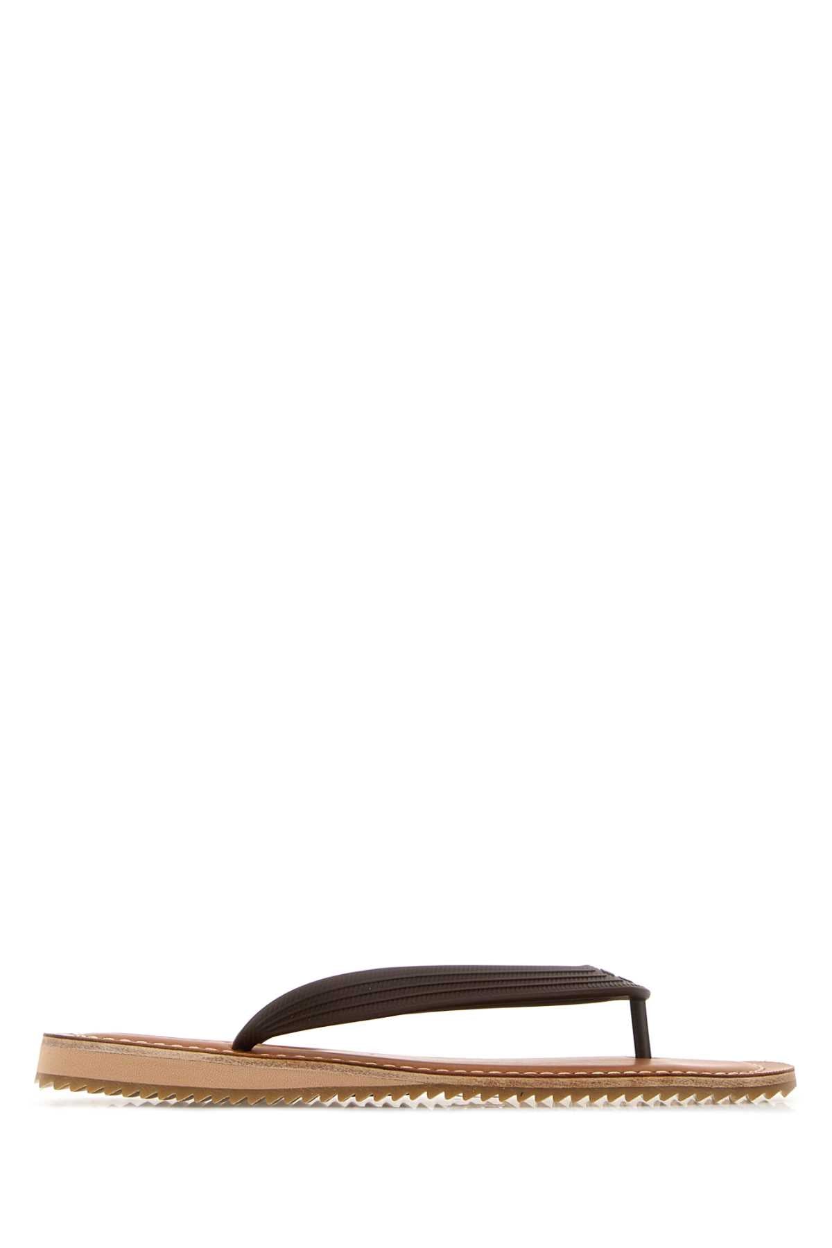 Miu Miu Women Brown Rubber Thong Slippers MIU MIU