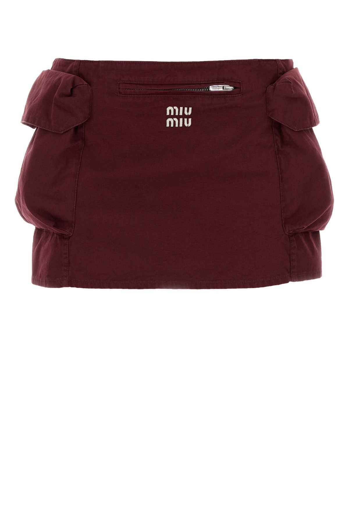 Miu Miu Women Burgundy Cotton Mini Skirt MIU MIU