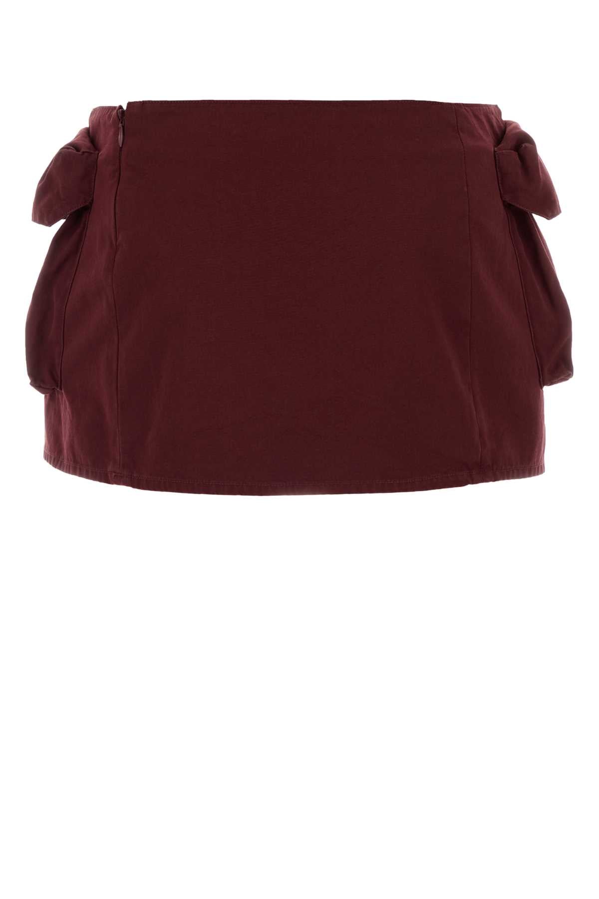 Miu Miu Women Burgundy Cotton Mini Skirt MIU MIU