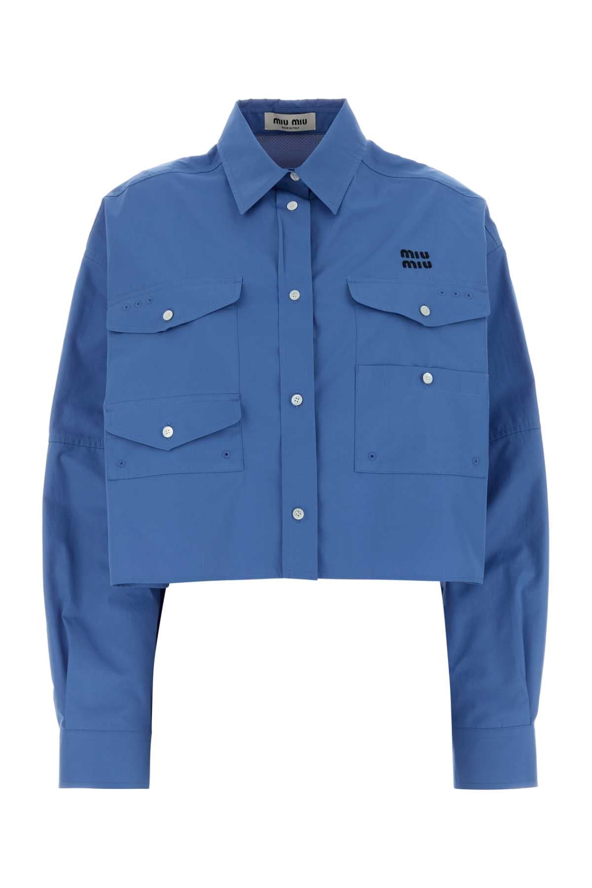Miu Miu Women Cerulean Poplin Oversize Shirt MIU MIU