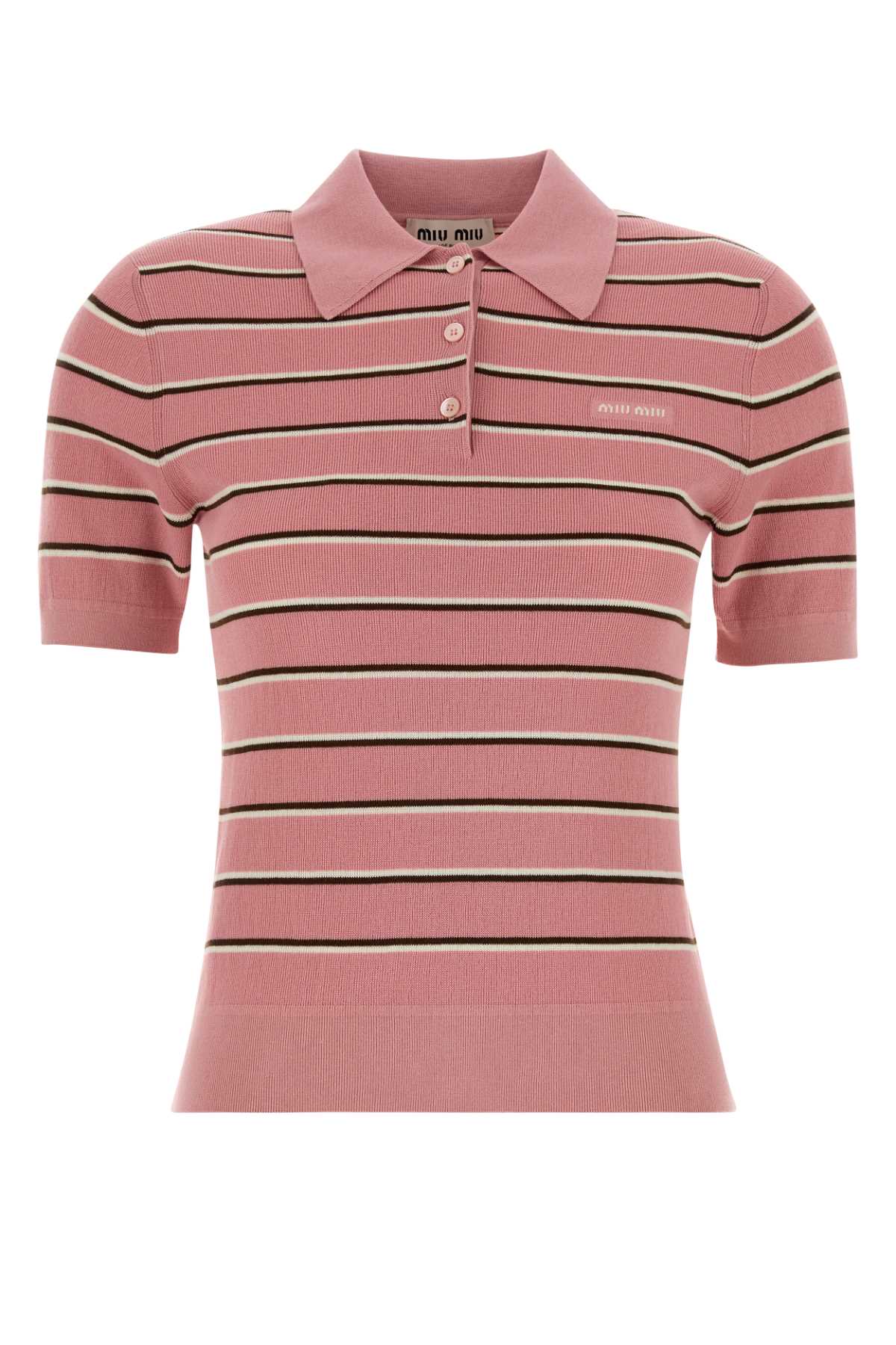 Miu Miu Women Embroidered Stretch Cotton Blend Polo Shirt MIU MIU