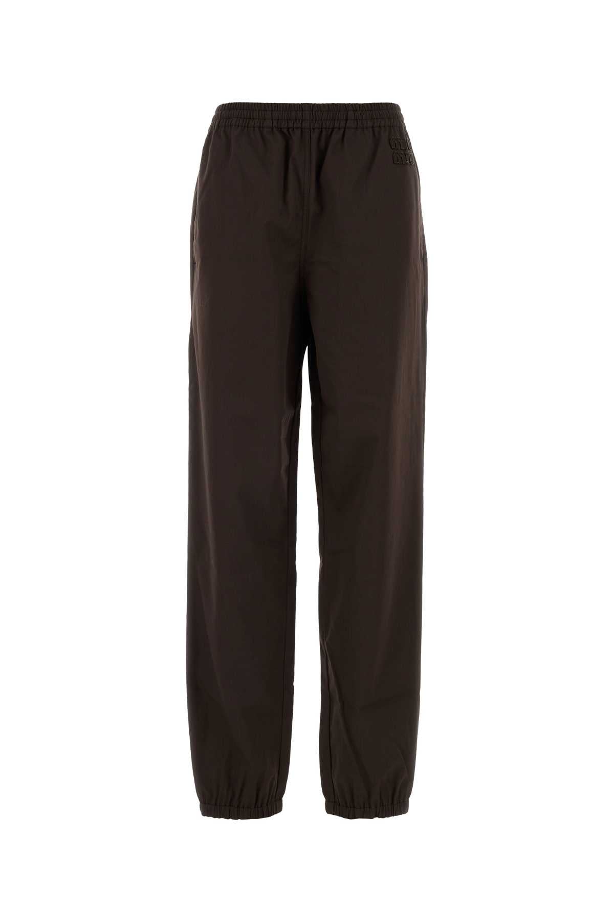 Miu Miu Women Chocolate Twill Joggers MIU MIU