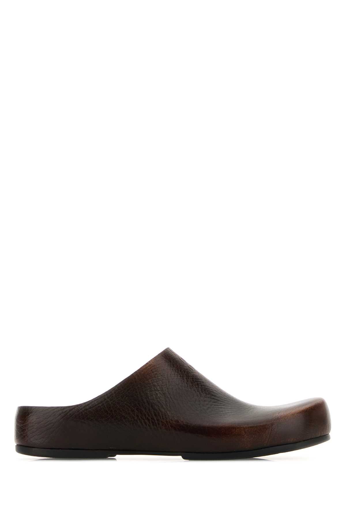 Miu Miu Women Dark Brown Leather Slippers MIU MIU