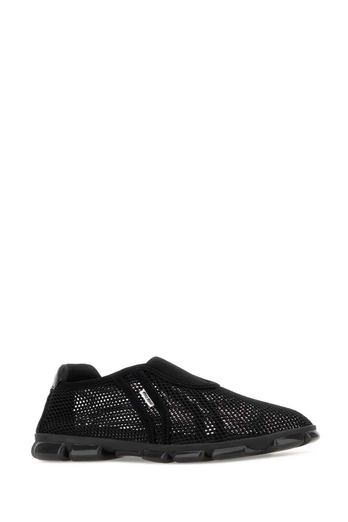 Miu Miu Women Black Mesh Slip Ons MIU MIU
