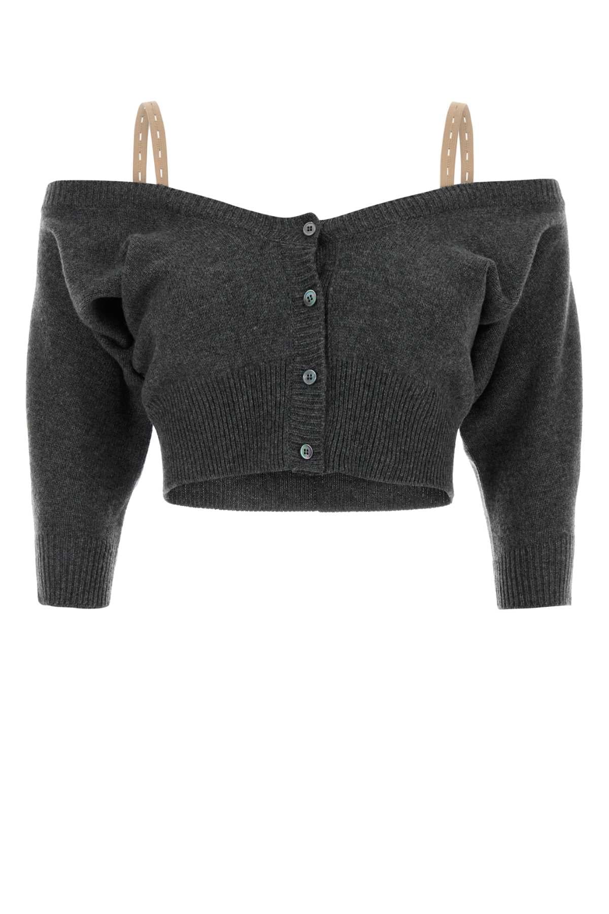 Miu Miu Women Dark Grey Cashmere Cardigan MIU MIU