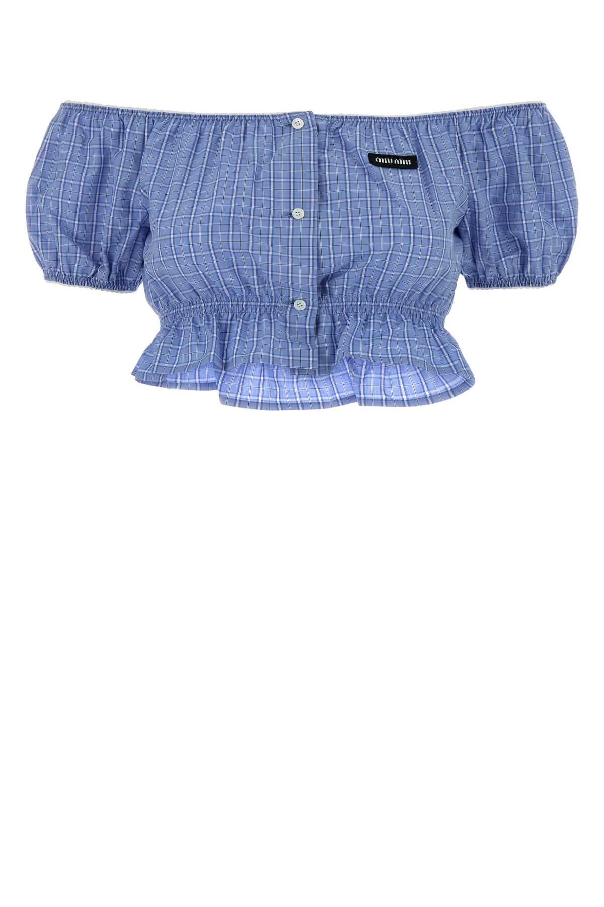 Miu Miu Women Embroidered Poplin Top MIU MIU