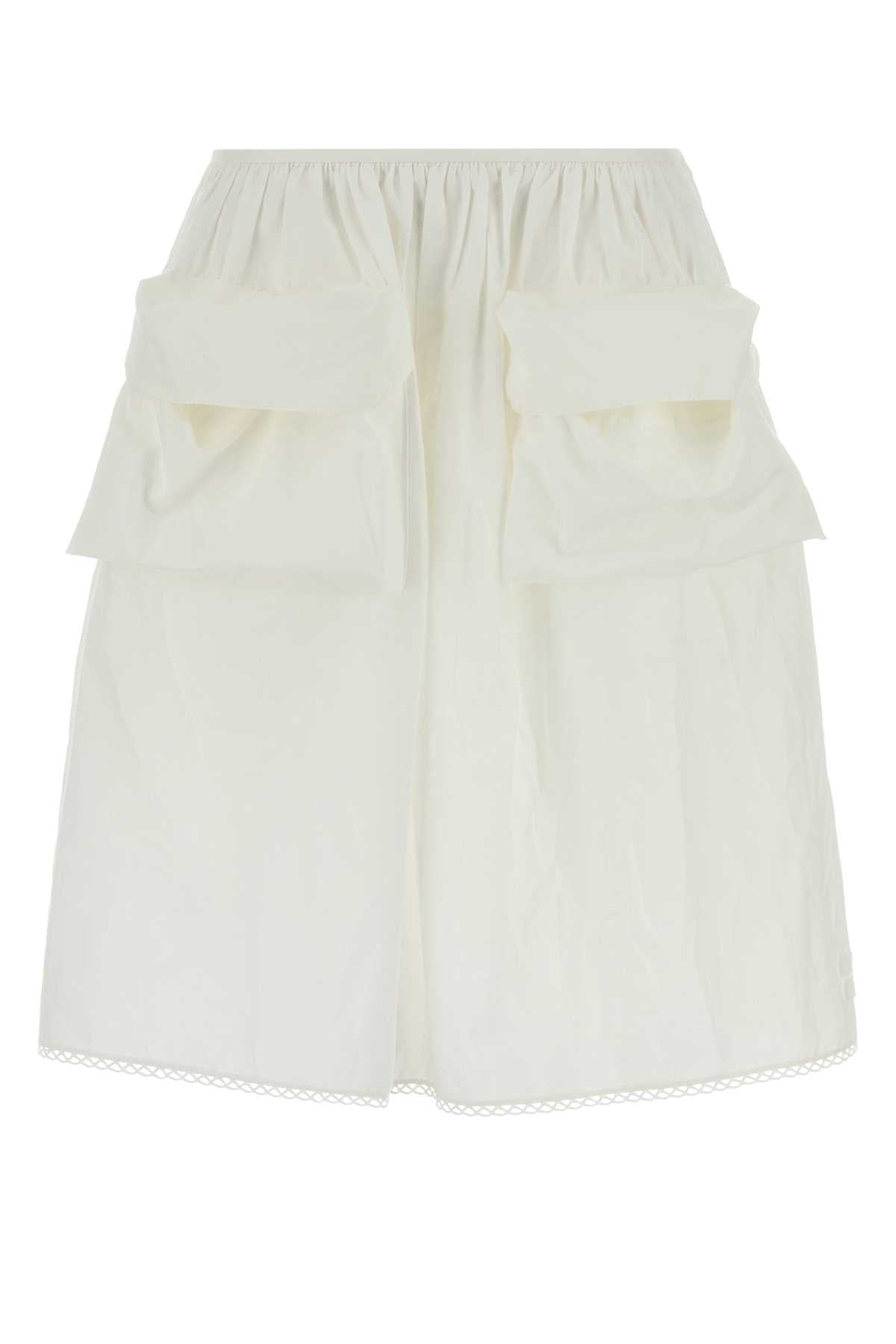 Miu Miu Women White Cotton Blend Skirt MIU MIU
