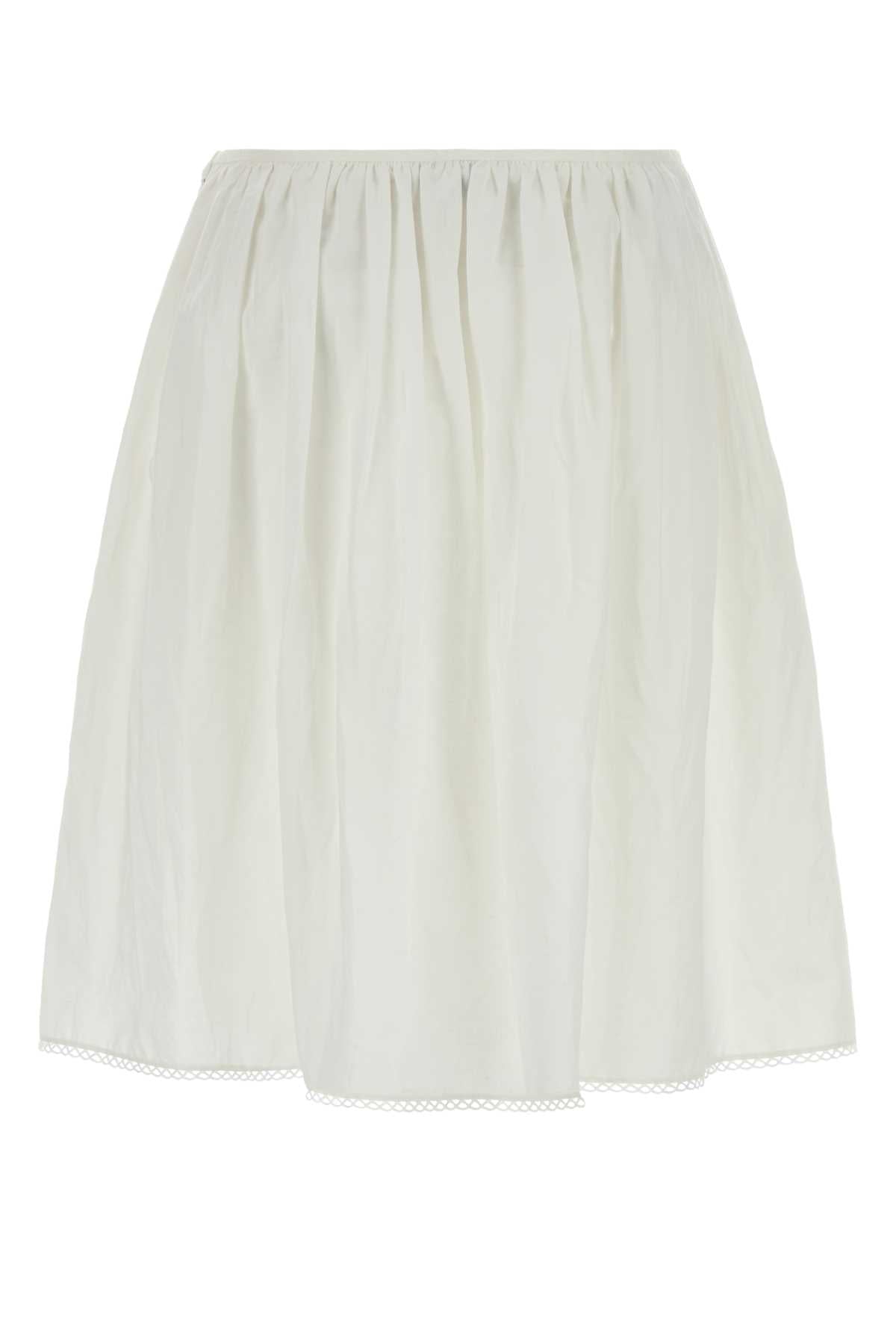 Miu Miu Women White Cotton Blend Skirt MIU MIU