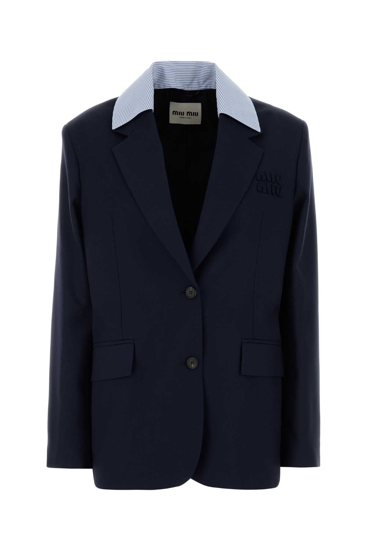 Miu Miu Women Navy Blue Wool Blazer MIU MIU