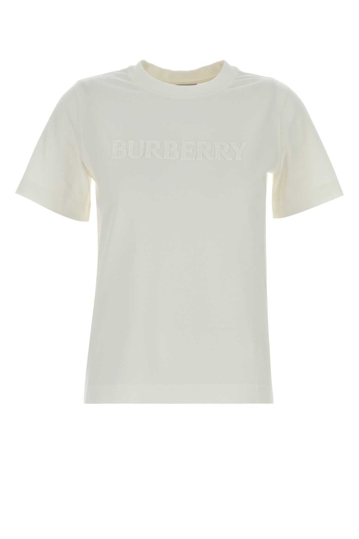 Burberry Women White Cotton T-Shirt BURBERRY