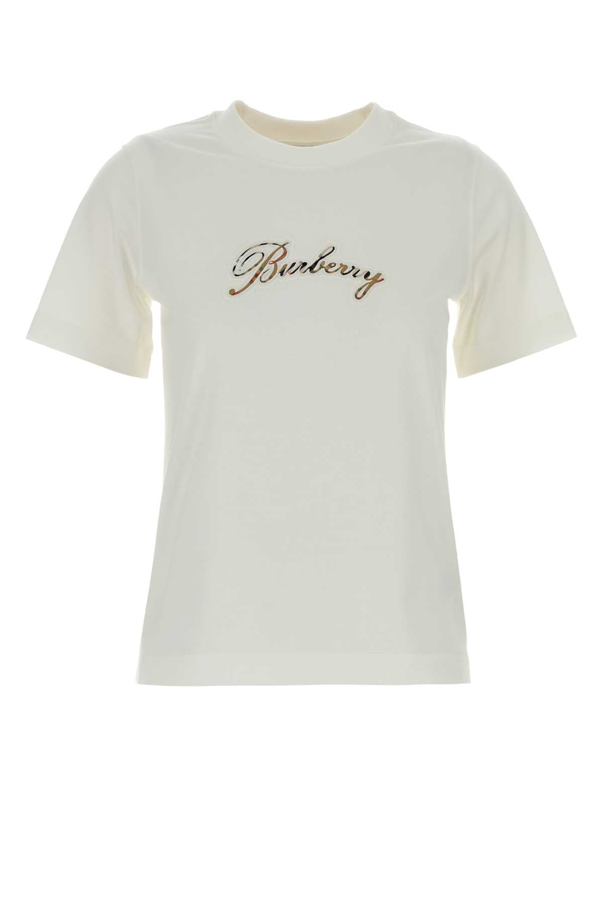 Burberry Women White Cotton T-Shirt BURBERRY