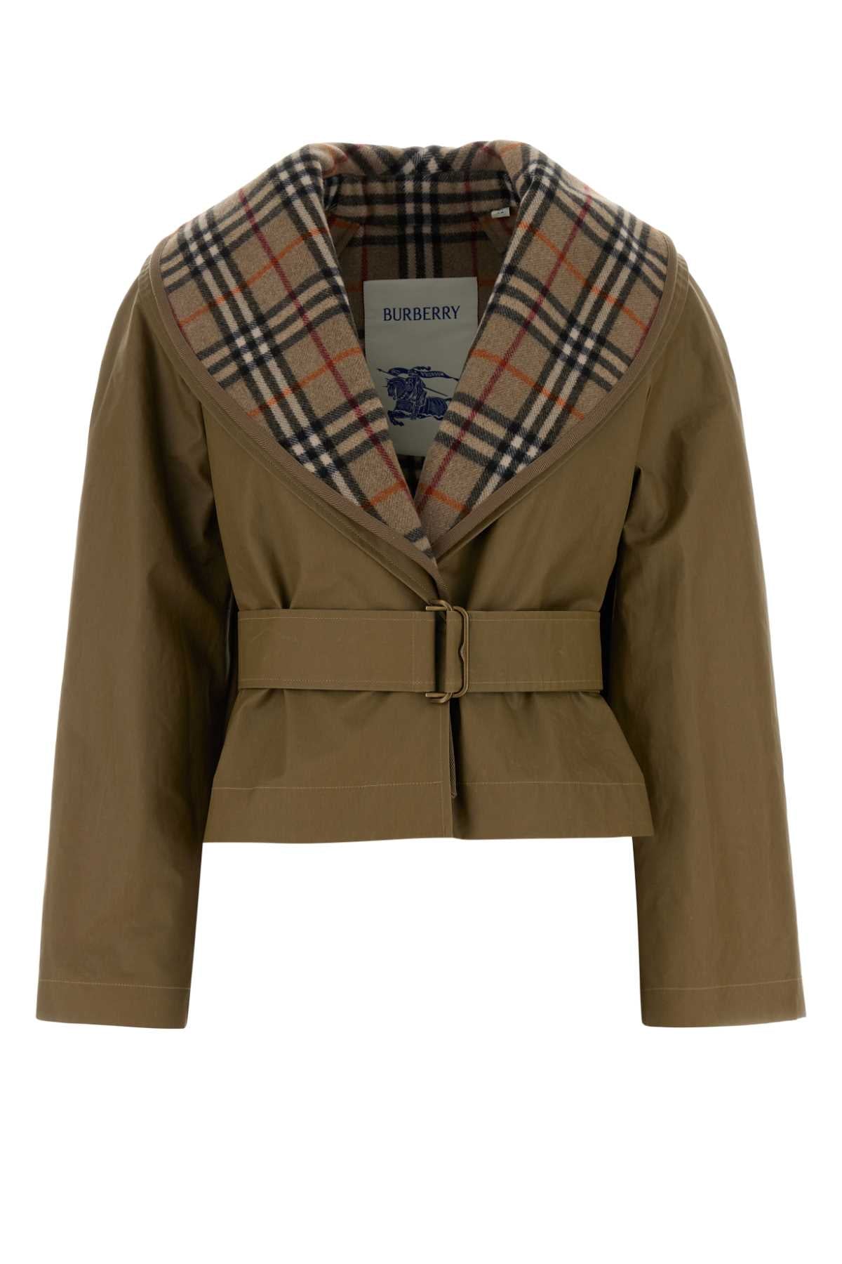 Burberry Women Cropped Cotton Jacket With Check Quilting BURBERRY