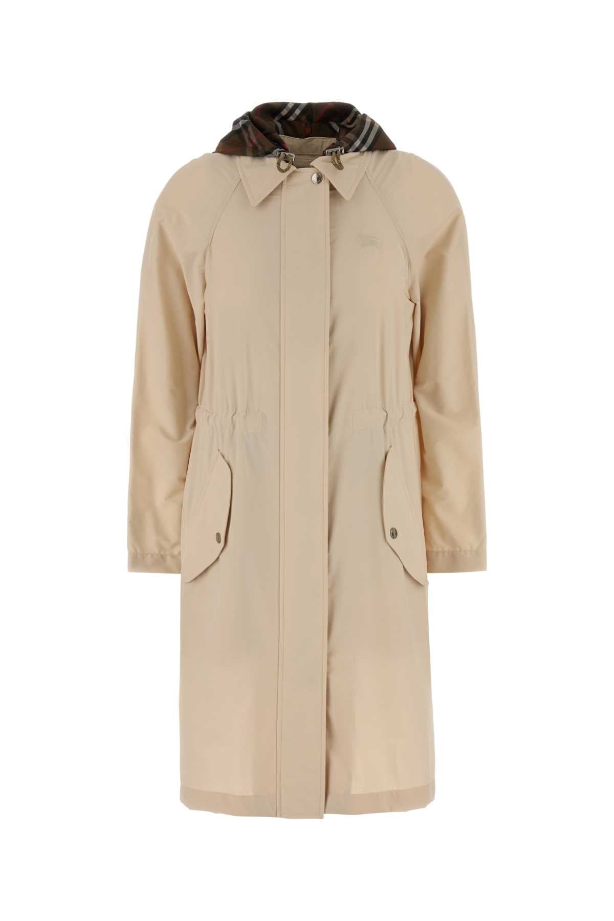 Burberry Women Cream Stretch Nylon Newbury Parka Coat BURBERRY