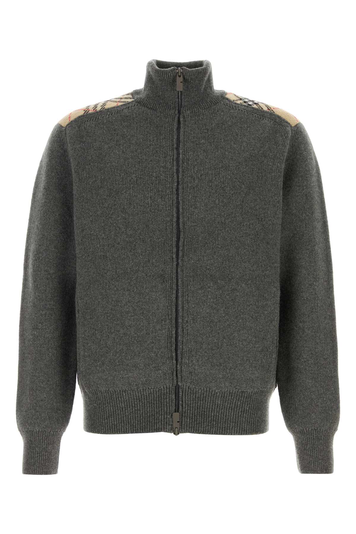 Burberry Men Dark Grey Wool Blend Cardigan BURBERRY