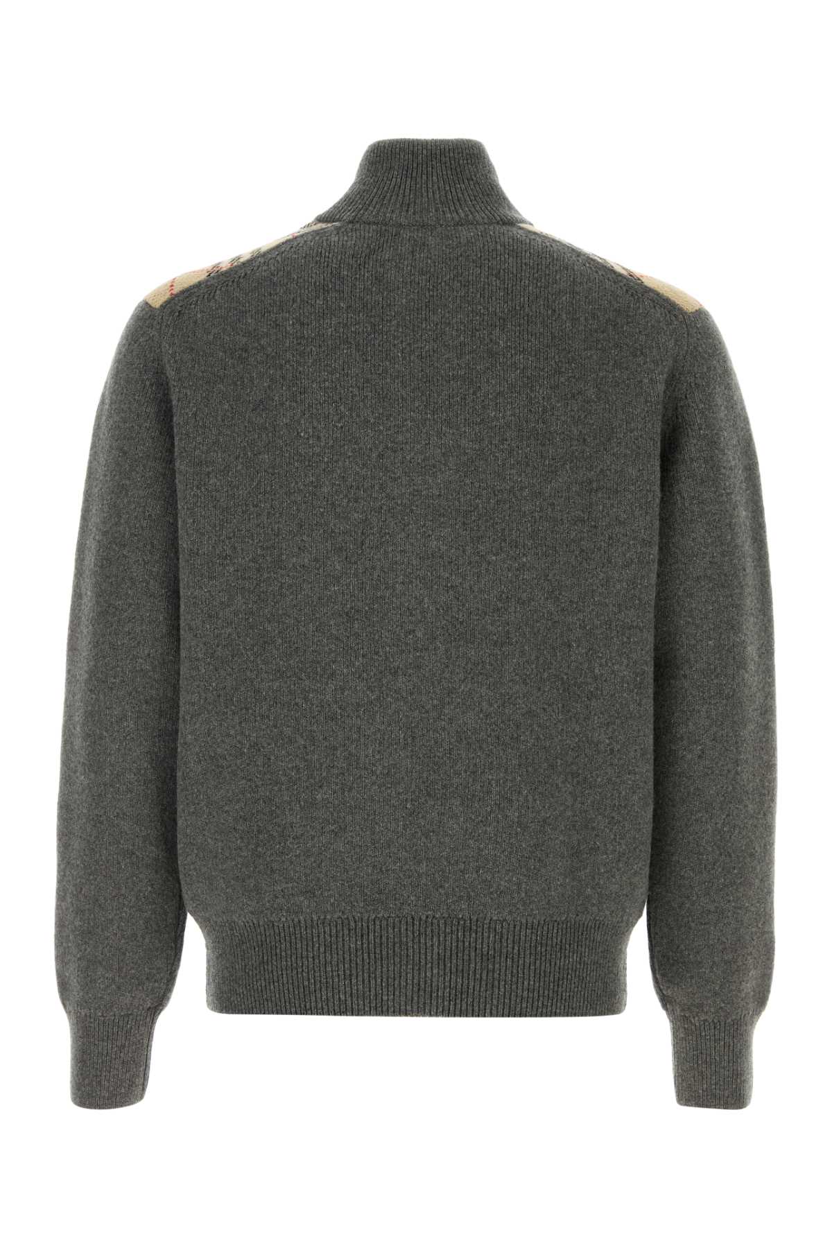 Burberry Men Dark Grey Wool Blend Cardigan BURBERRY