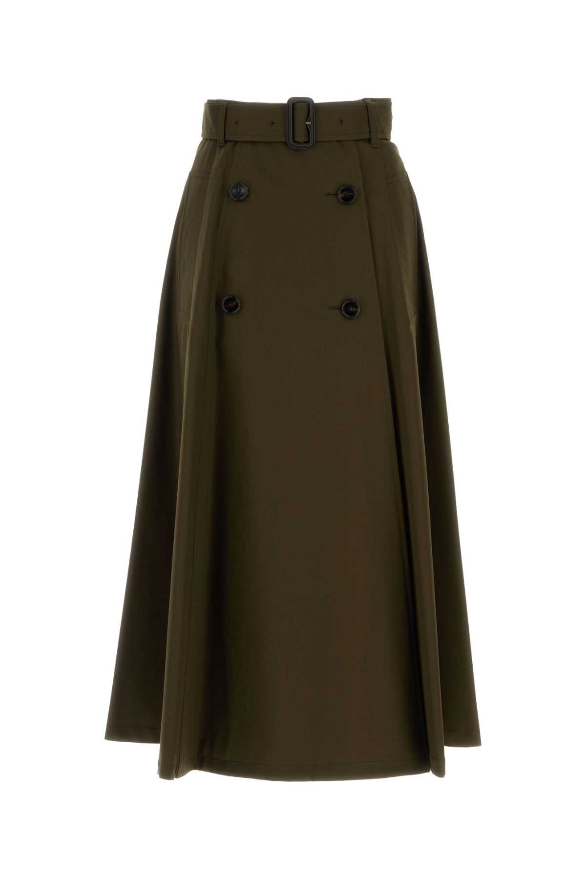 Burberry Women Olive Green Cotton Skirt BURBERRY