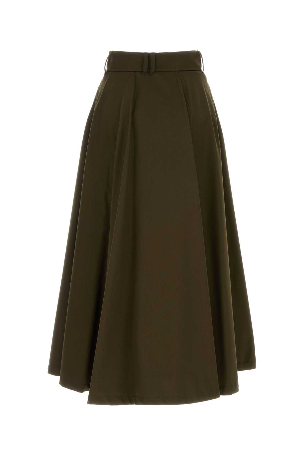 Burberry Women Olive Green Cotton Skirt BURBERRY