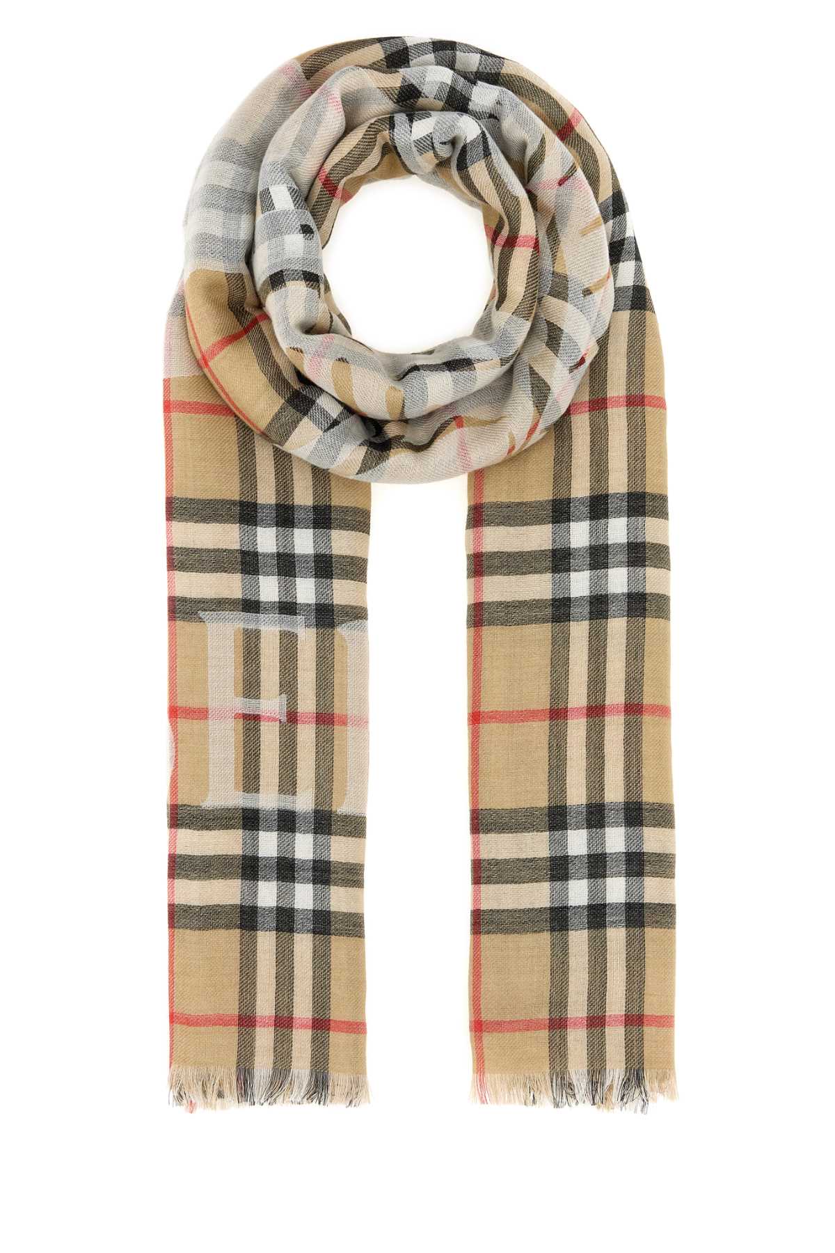 Burberry Unisex Embroidered Wool Blend Scarf BURBERRY