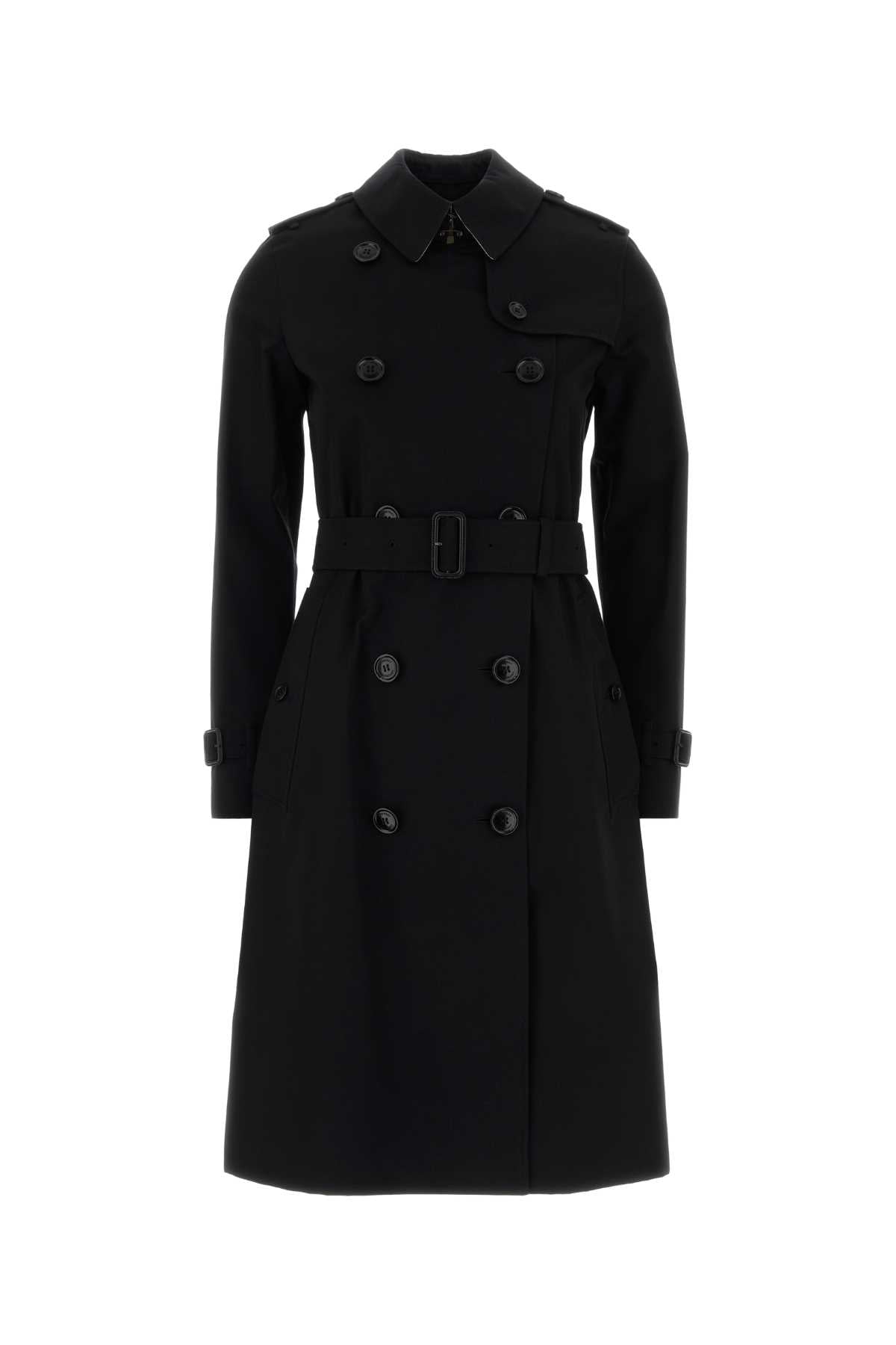 Burberry Women Black Gabardine Trench Coat BURBERRY