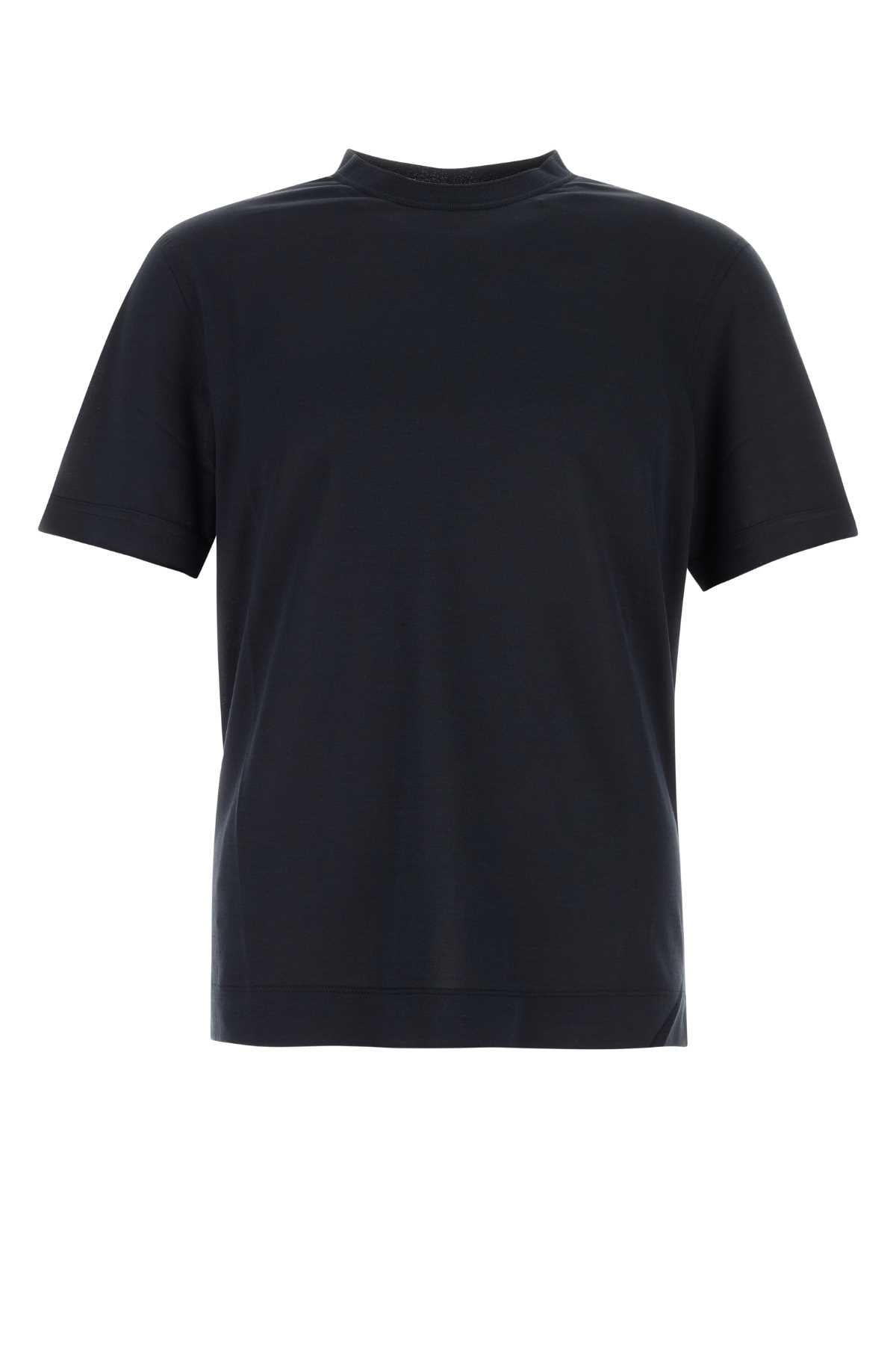 Zegna Men Midnight Blue Cotton And Silk T-Shirt ZEGNA