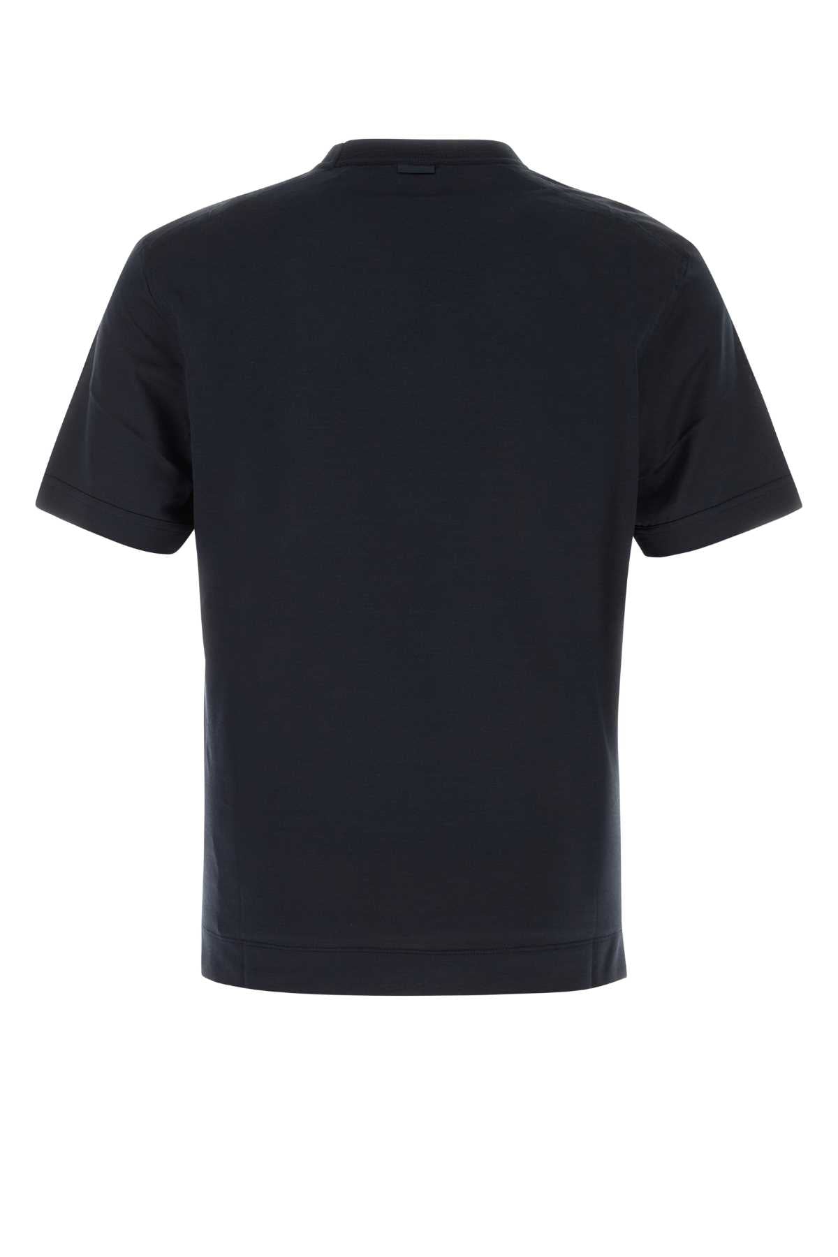Zegna Men Midnight Blue Cotton And Silk T-Shirt ZEGNA