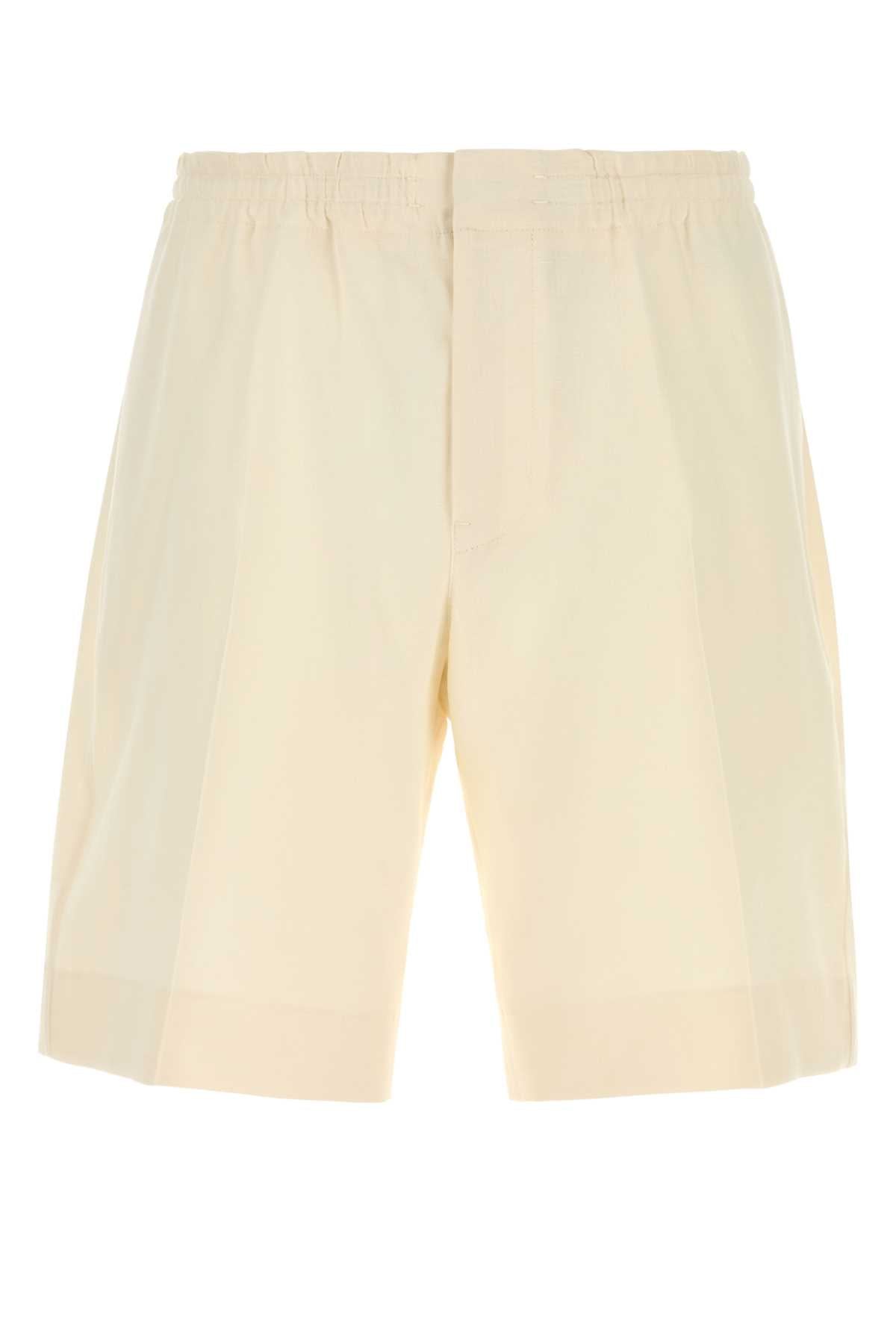 Zegna Men Ivory Linen Bermuda Shorts ZEGNA
