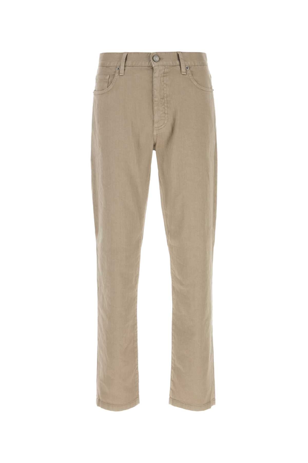 Zegna Men Beige Stretch Linen Blend Pant ZEGNA