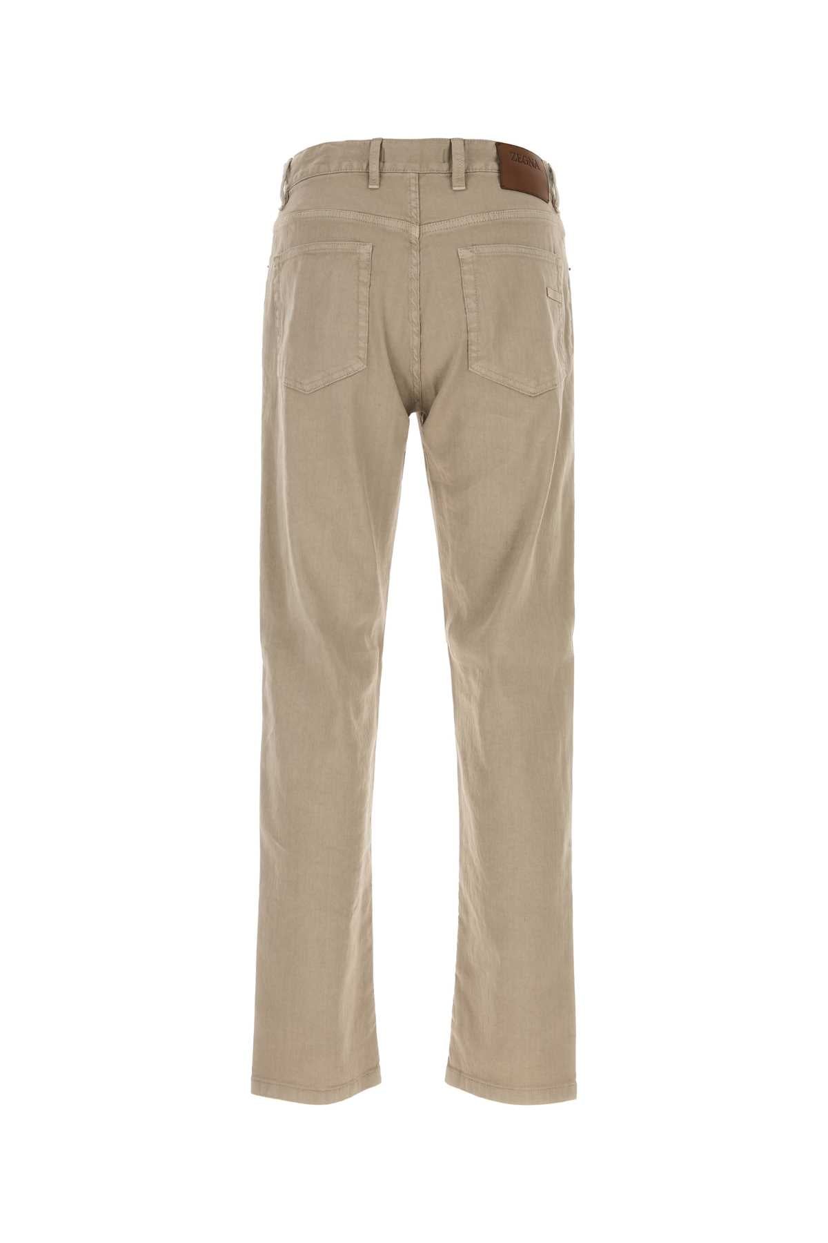 Zegna Men Beige Stretch Linen Blend Pant ZEGNA