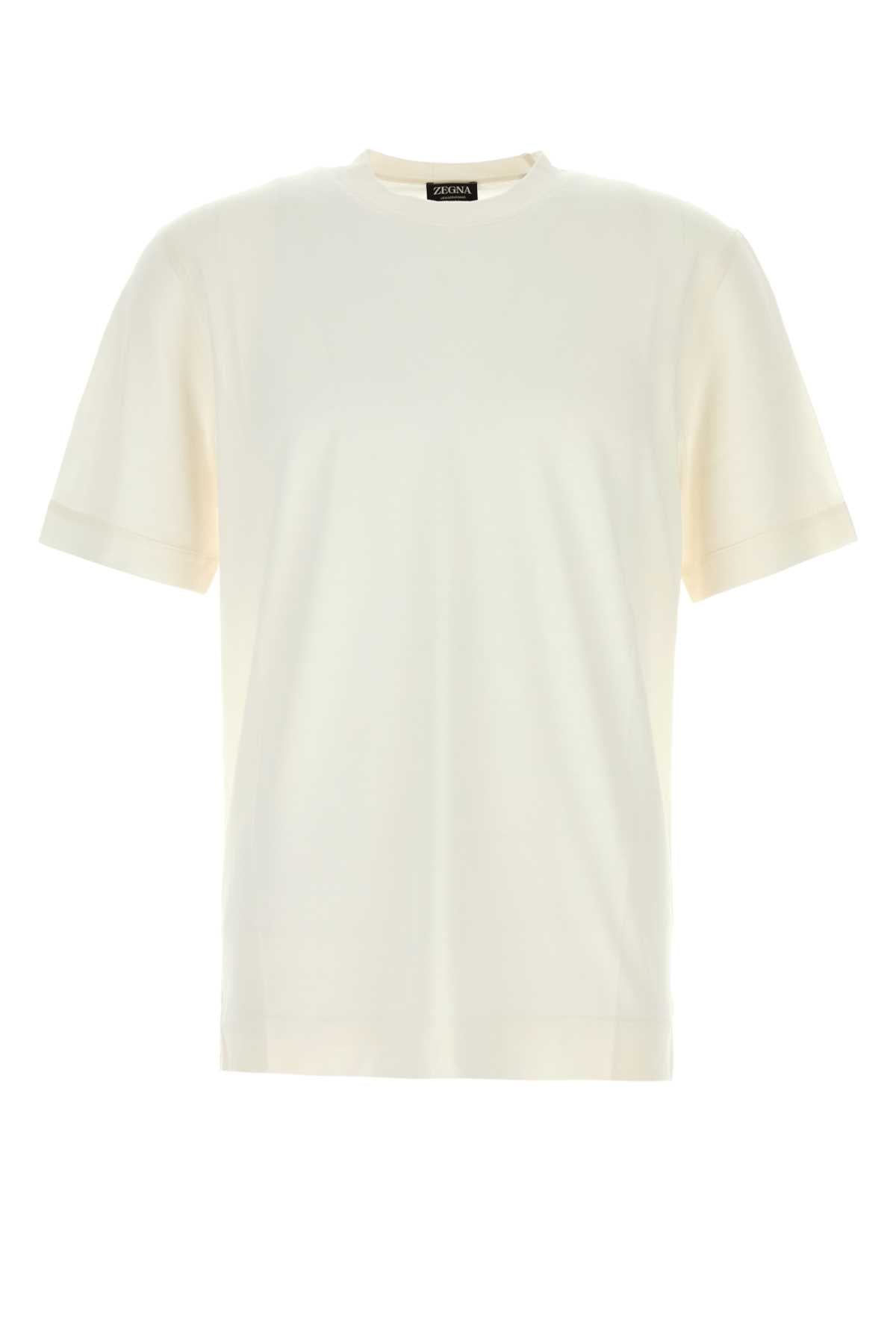 Zegna Men White Cotton And Silk T-Shirt ZEGNA