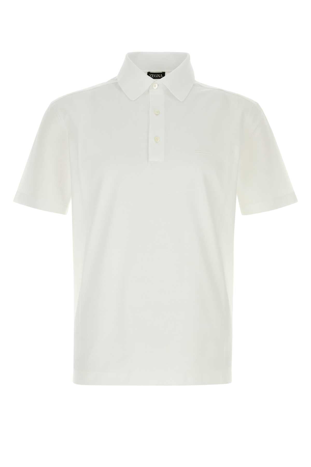 Zegna Men White Piquet Polo Shirt ZEGNA