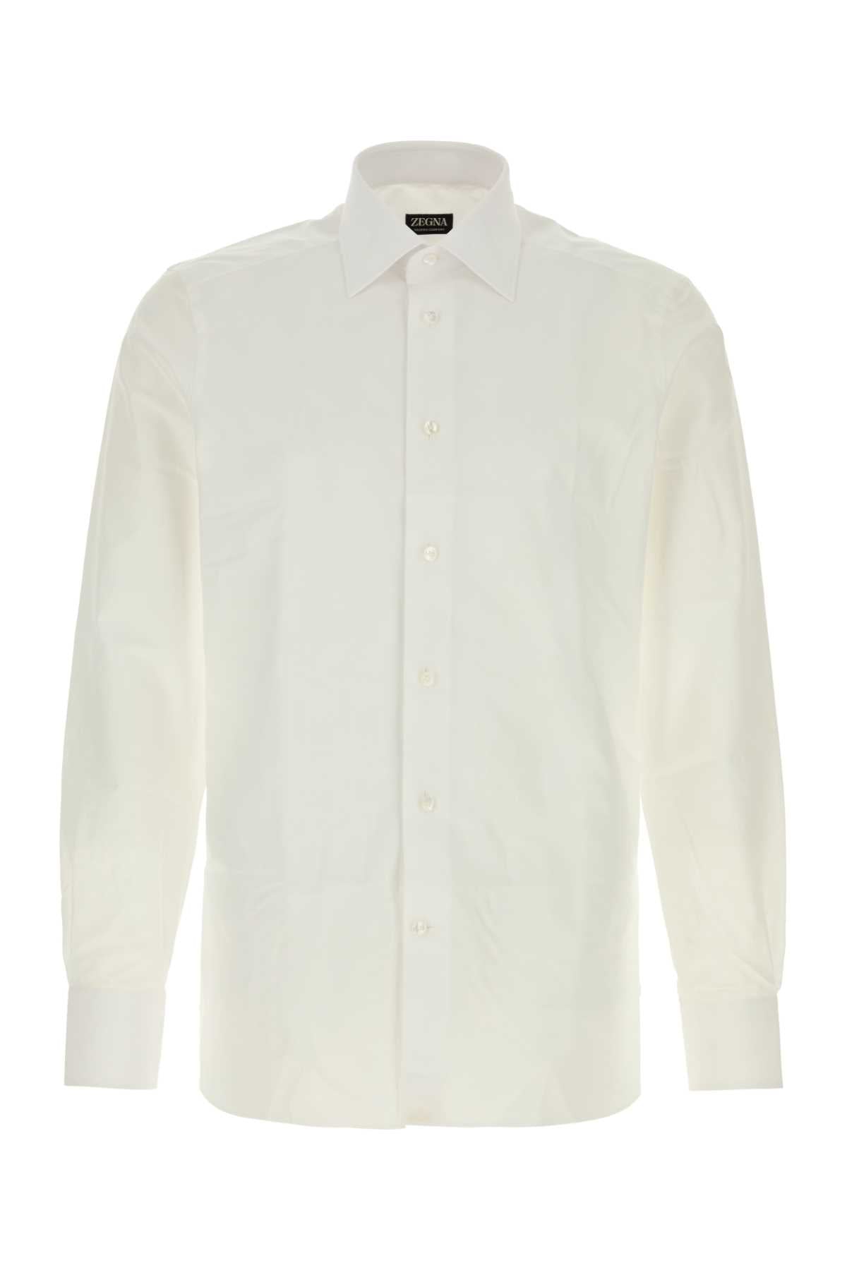 Zegna Men White Poplin Shirt ZEGNA