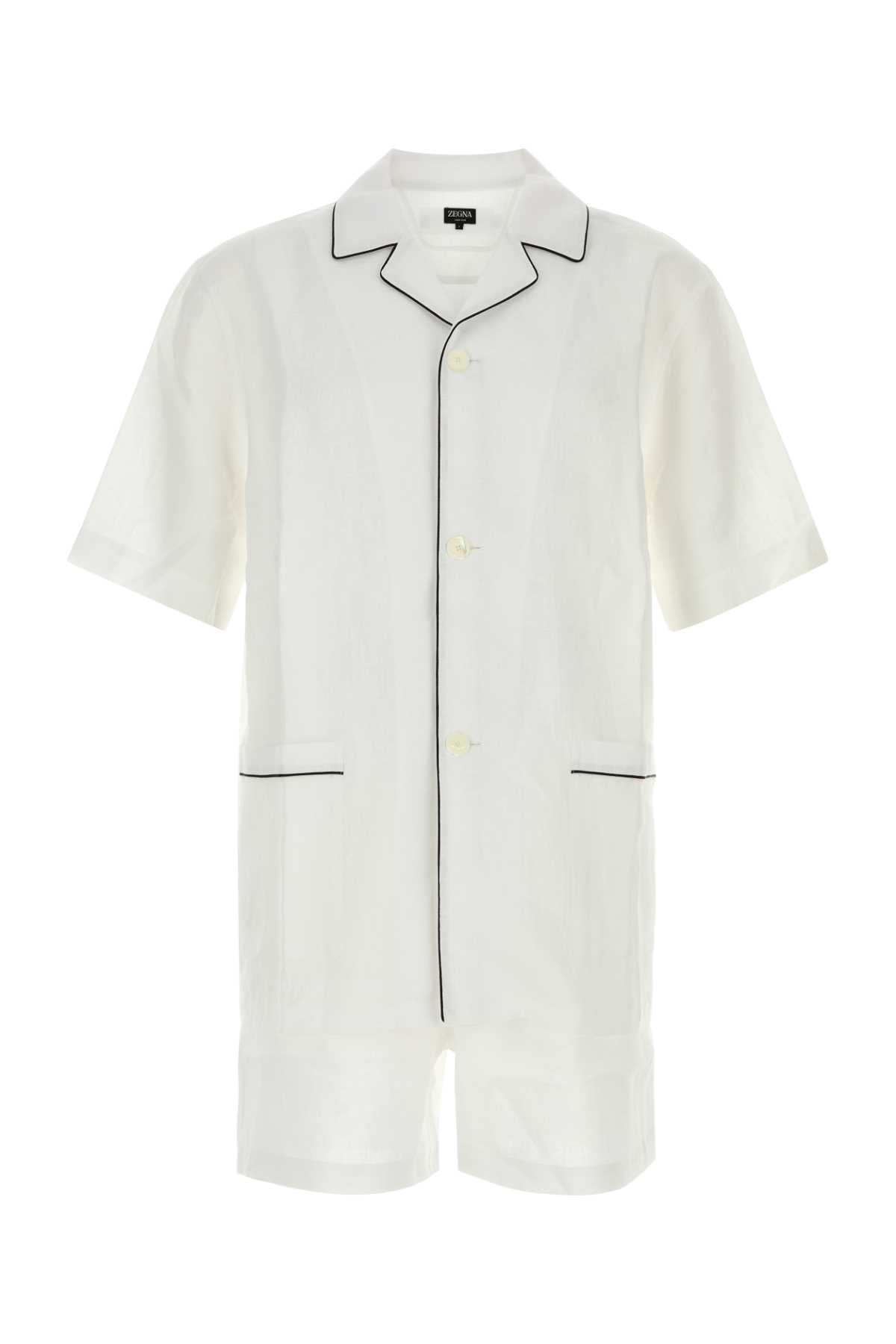 Zegna Men White Linen Pyjama ZEGNA
