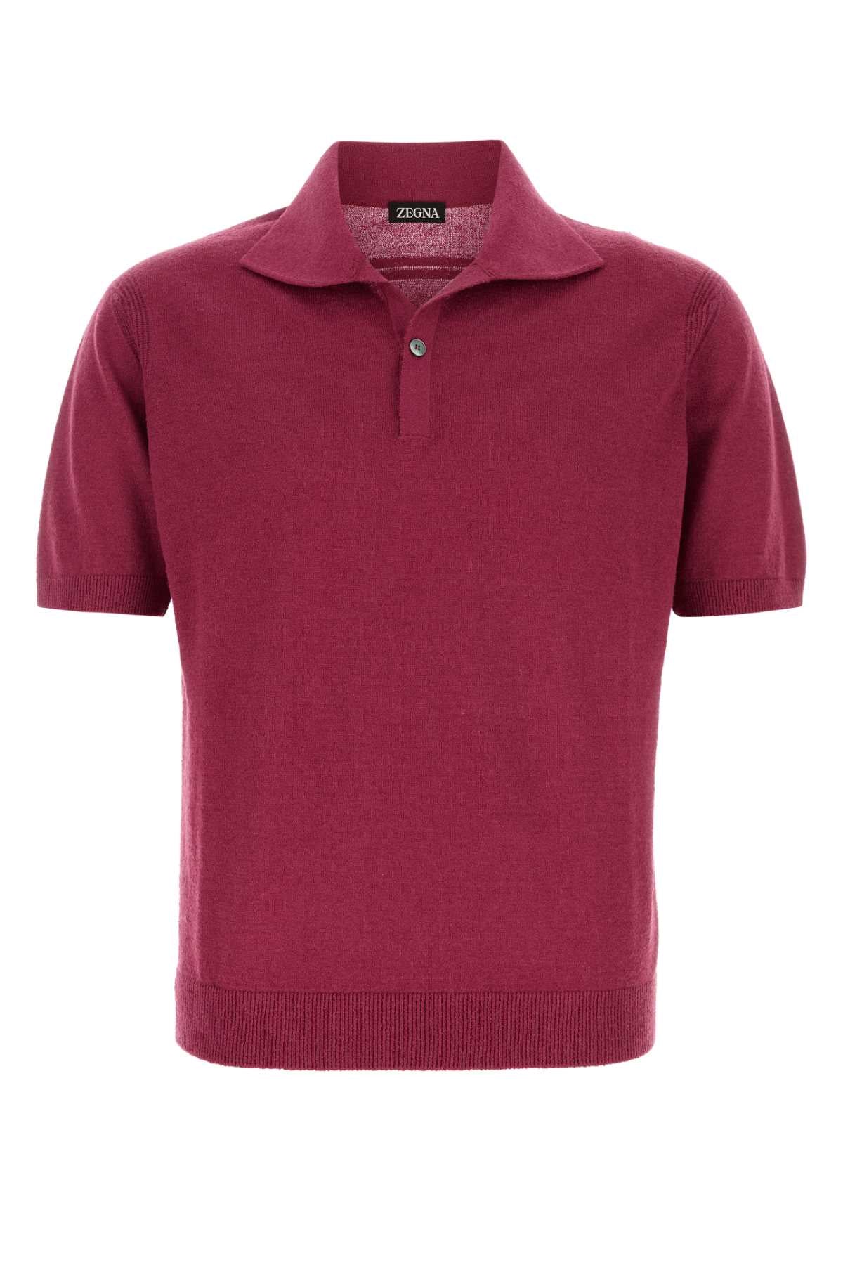 Zegna Men Tyrian Purple Knit Polo Shirt ZEGNA