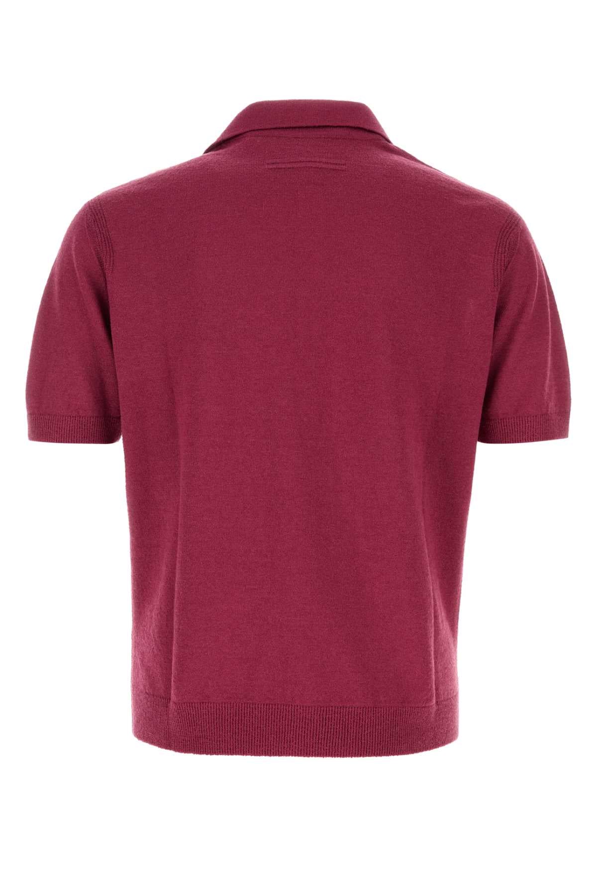 Zegna Men Tyrian Purple Knit Polo Shirt ZEGNA