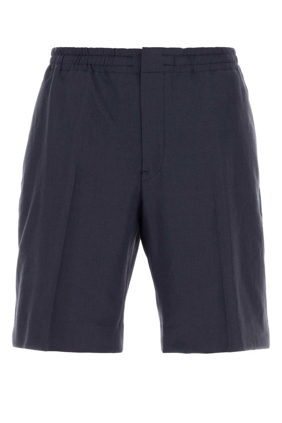 Zegna Men Blue Linen Bermuda Shorts ZEGNA