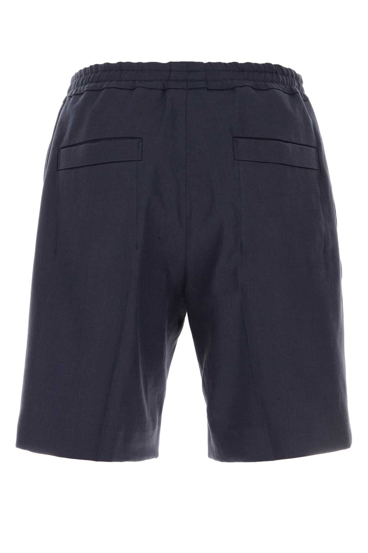 Zegna Men Blue Linen Bermuda Shorts ZEGNA