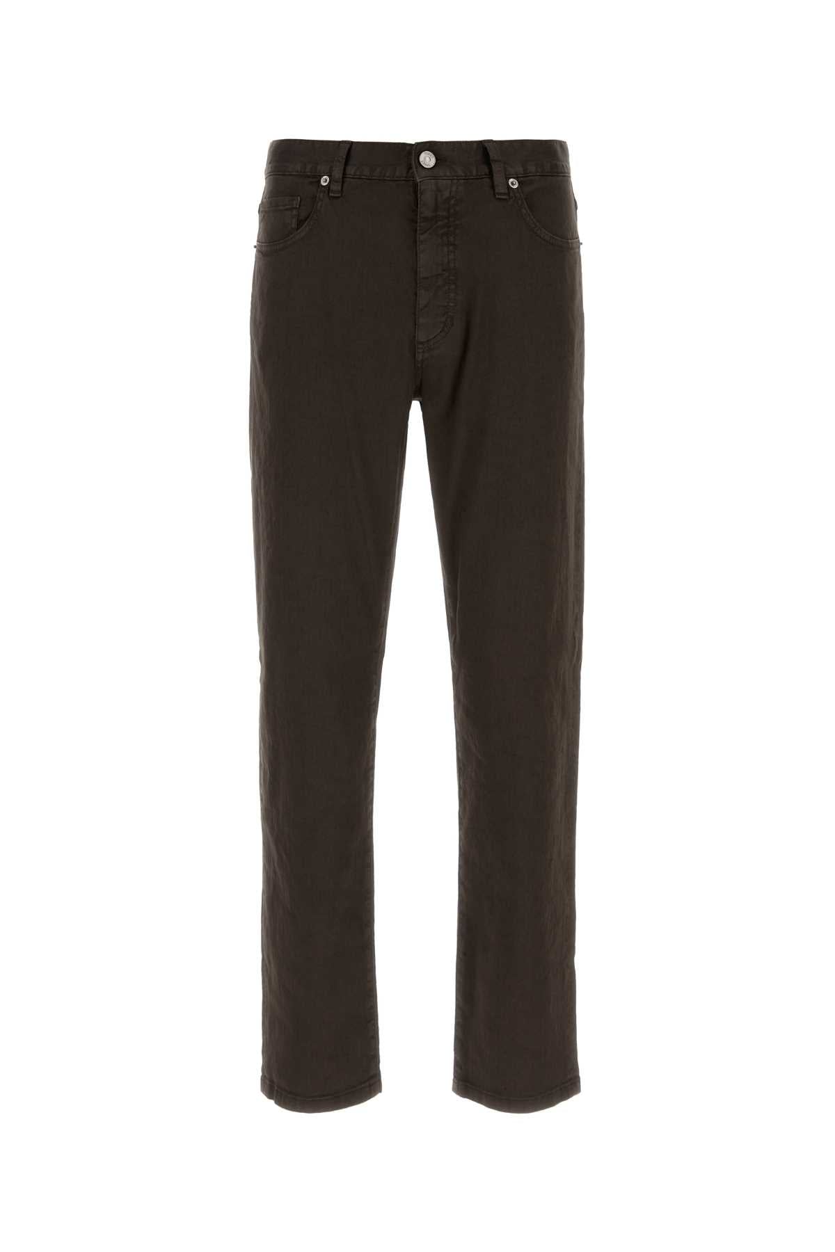 Zegna Men Brown Stretch Linen Blend Pant ZEGNA