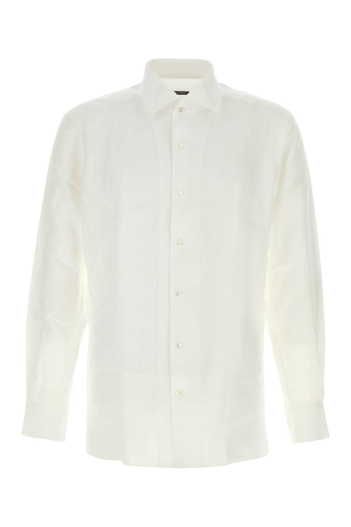 Zegna Men White Linen Shirt ZEGNA