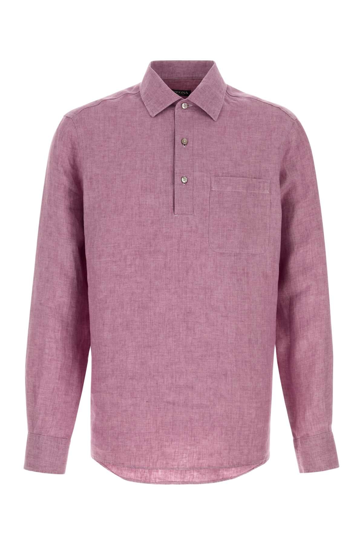 Zegna Men Tyrian Purple Linen Shirt ZEGNA