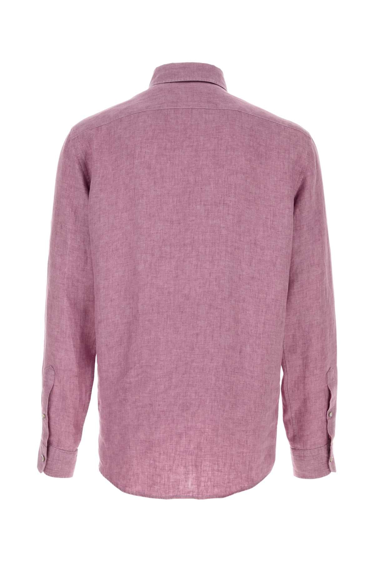 Zegna Men Tyrian Purple Linen Shirt ZEGNA