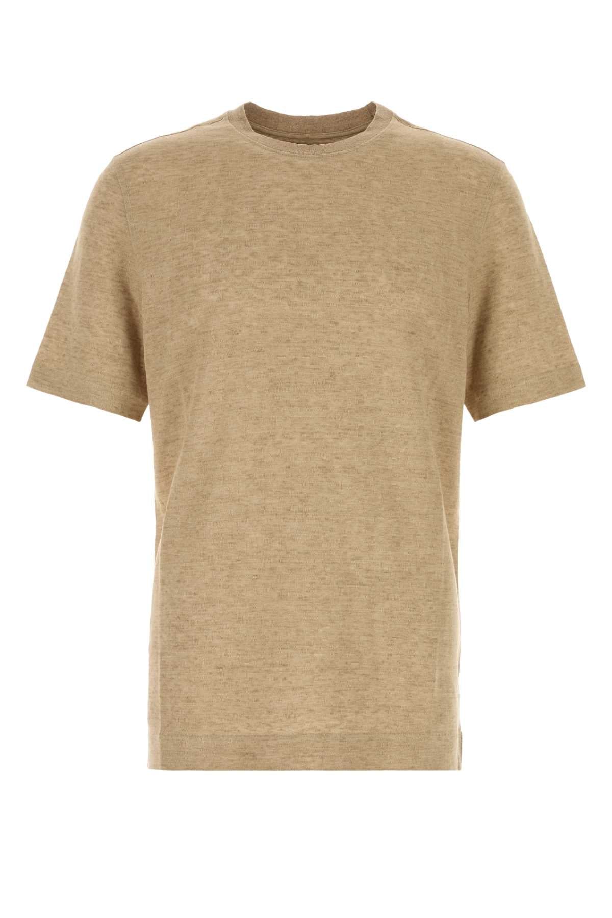 Zegna Men Cappuccino Linen T-Shirt ZEGNA