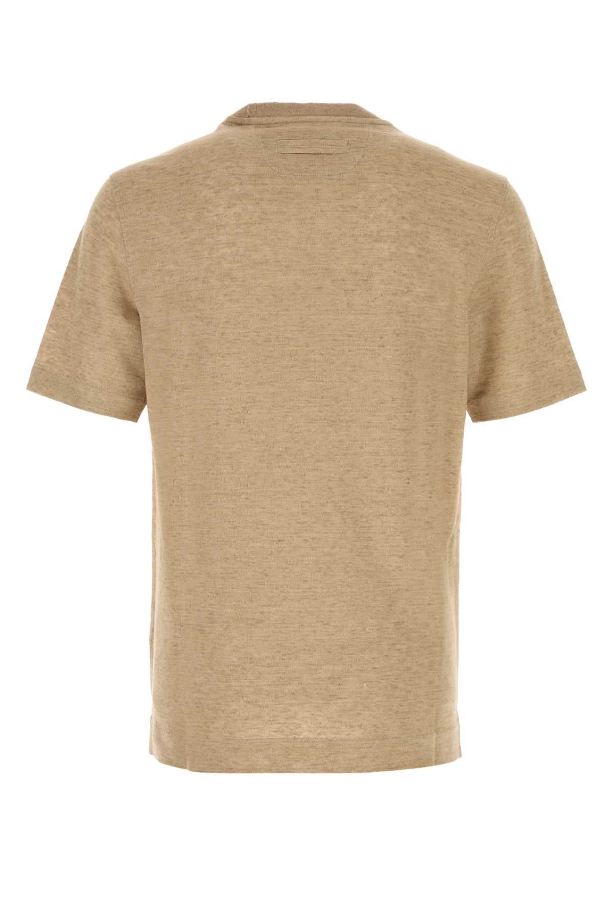 Zegna Men Cappuccino Linen T-Shirt ZEGNA