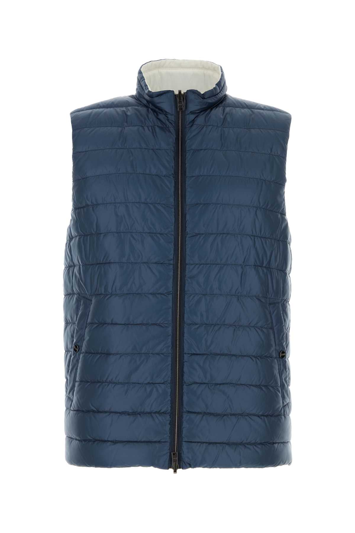 Herno Men Blue Nylon Reversible Down Jacket HERNO