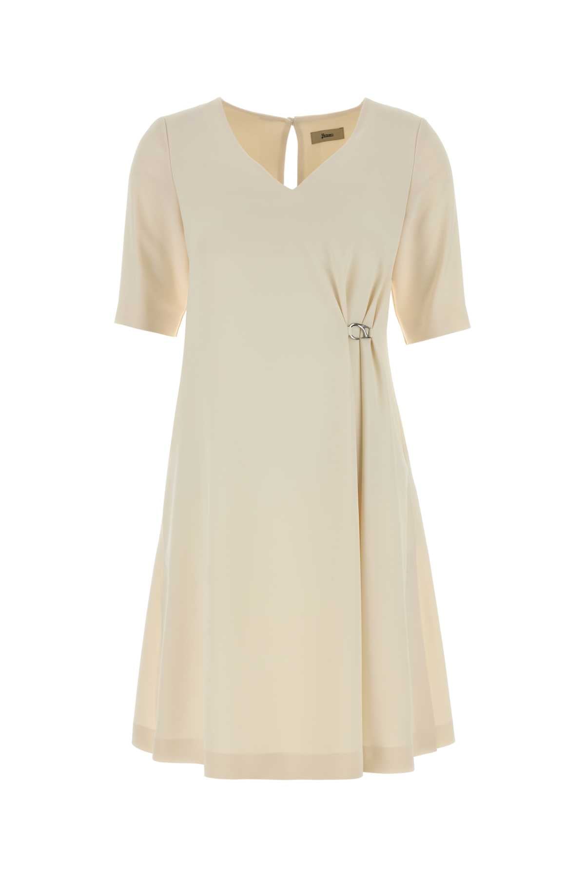 Herno Women Ivory Stretch Crepe Dress HERNO