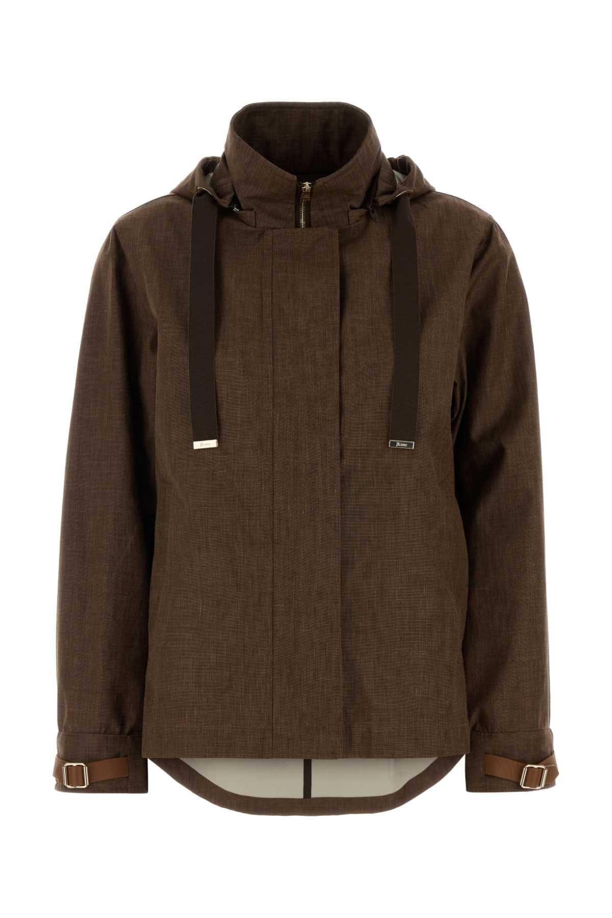 Herno Women Brown Linen Blend Jacket HERNO