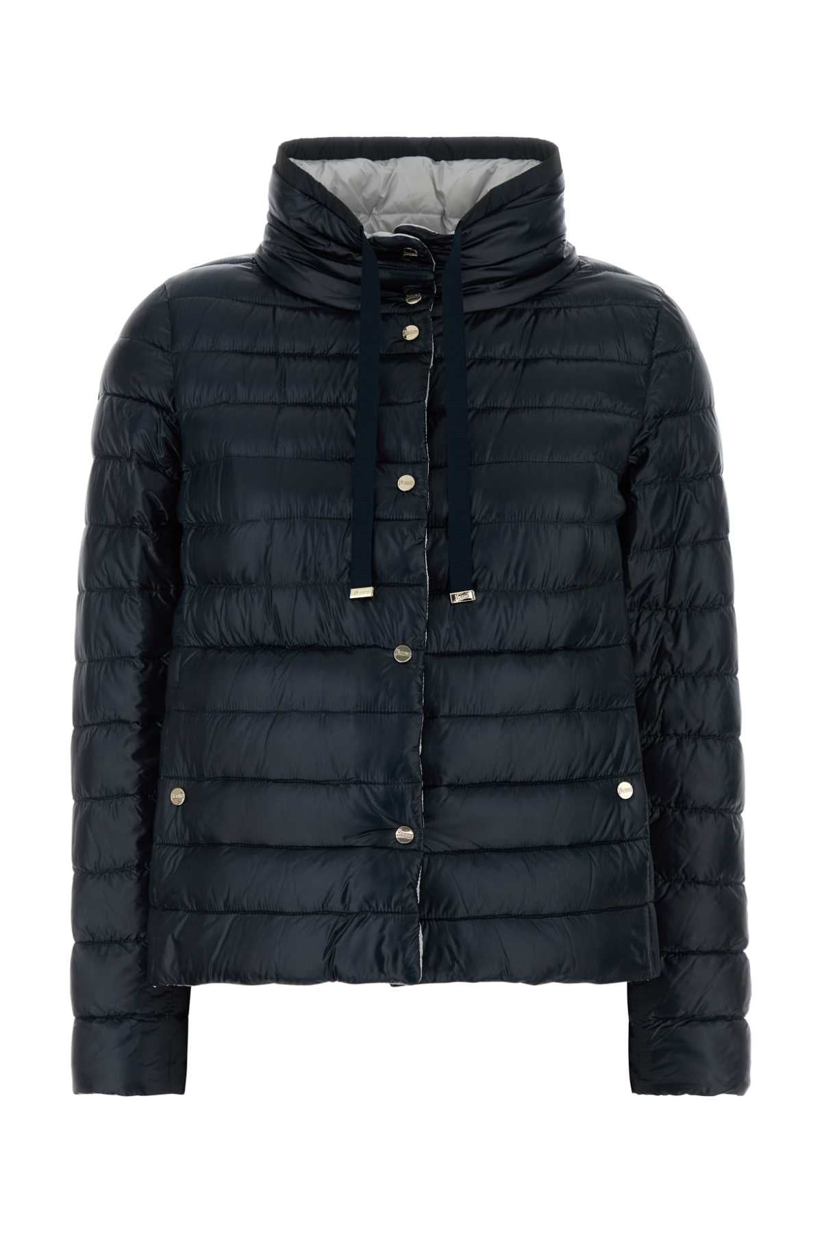 Herno Women Midnight Blue Nylon Reversible Down Jacket HERNO