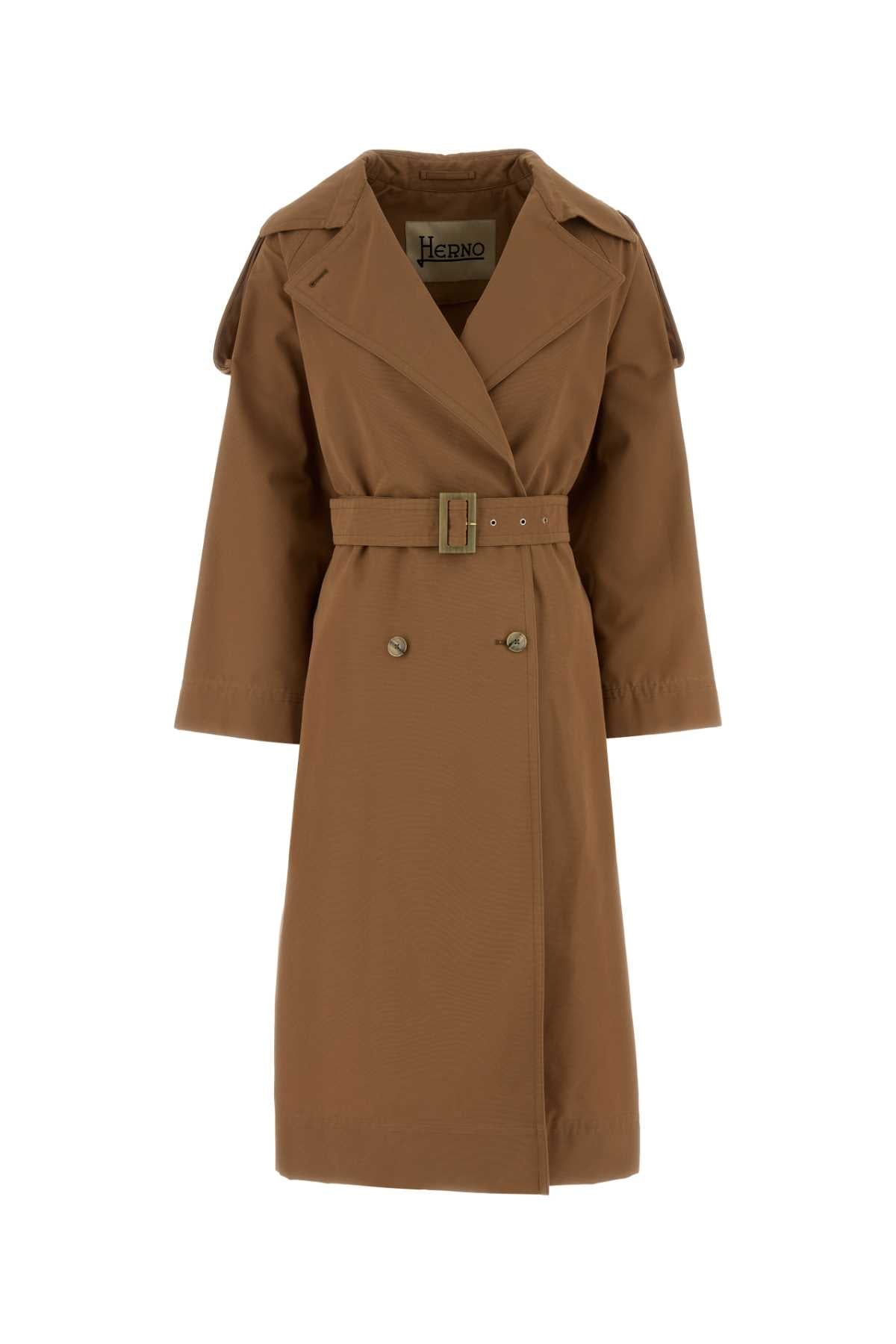 Herno Women Brown Cotton Blend Trench Coat HERNO