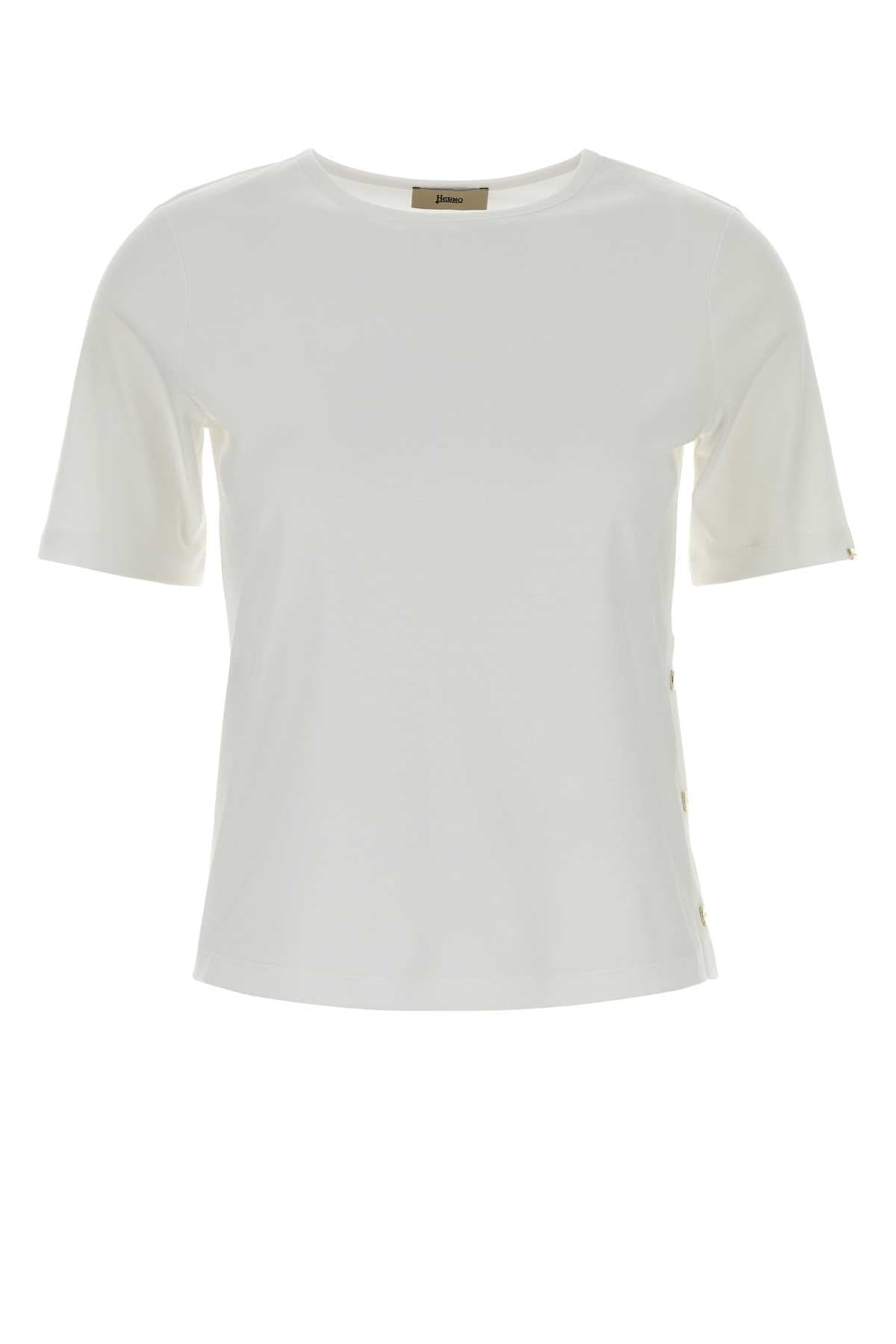 Herno Women White Cotton T-Shirt HERNO