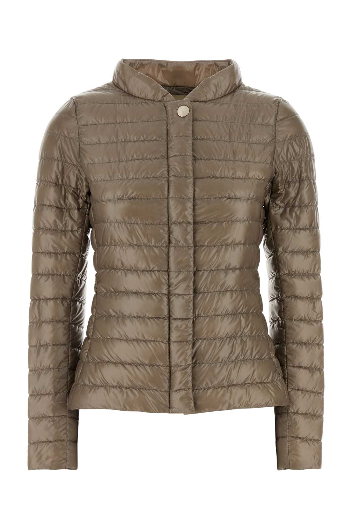 Herno Women Dove Grey Nylon Down Jacket HERNO